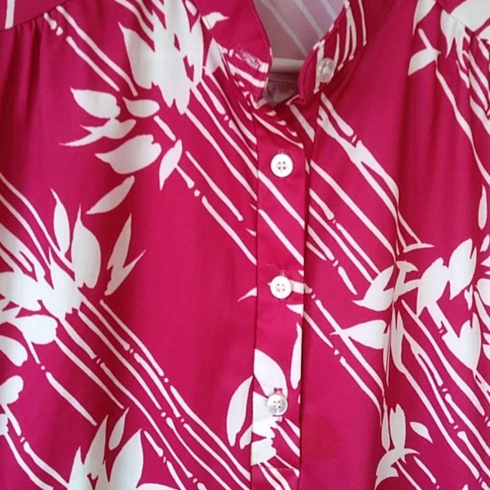Alfred Dunner Pullover LS Blouse 14 Red Pink White - Picture 5 of 12